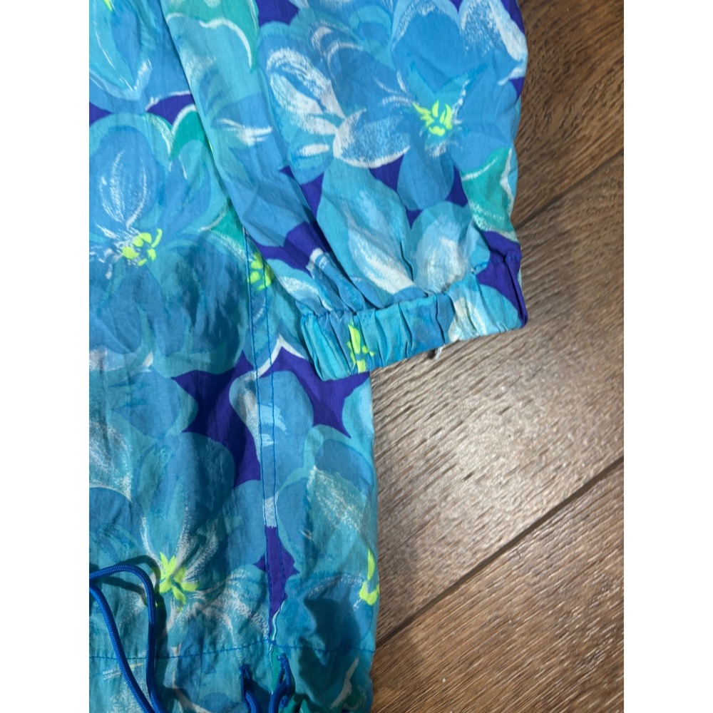 Lizsport Floral Print Pullover Jacket Anorak Windbreaker Blue Spring Summer‎ L - Picture 7 of 8
